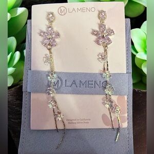 LAMENO Gorgeous Gold and Silver Floral Drop Earrings